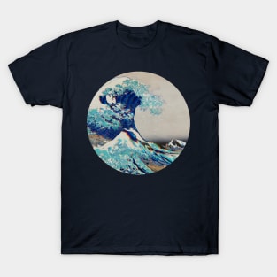 Trippy Aesthetic The Great Wave off Kanagawa circle T-Shirt